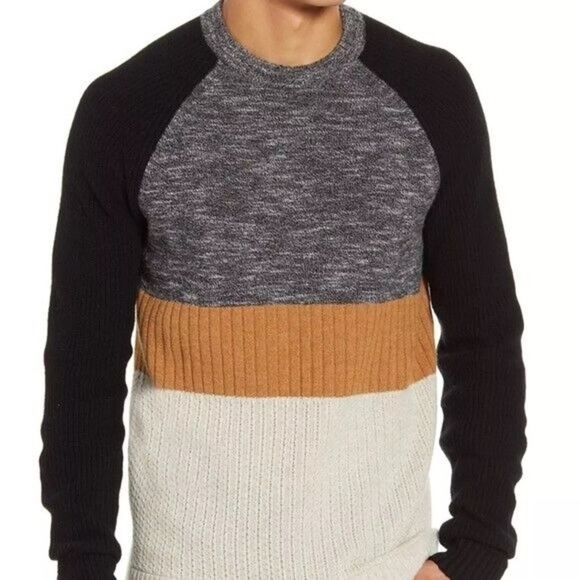 BLDWN Other - BLDWN Men's Rene Slim Merino Wool & Cashmere Blend Colorblock Sweater Size L